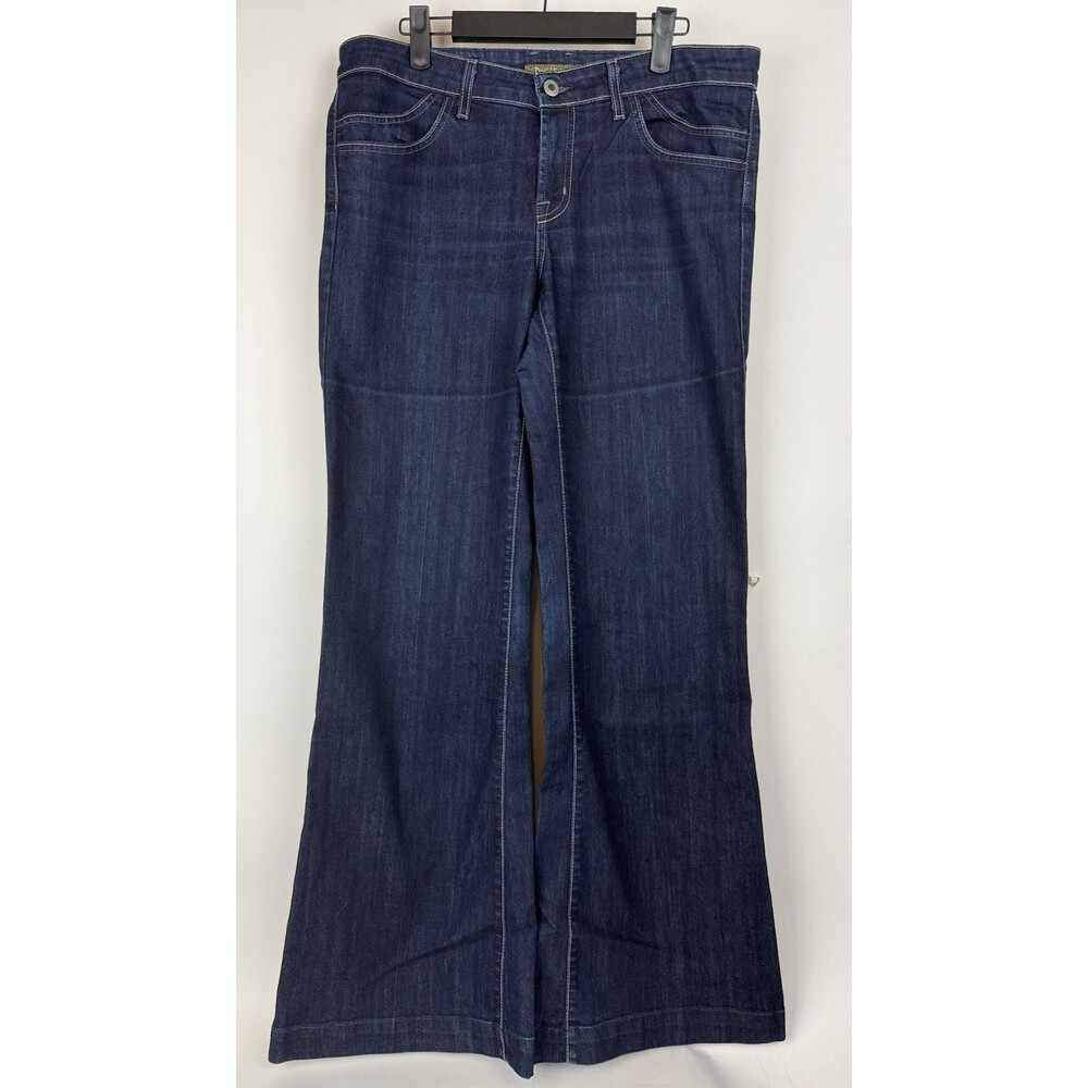 Vtg DAVID KAHN Jeans Dark Wash Flare Bell Bottom Size 30 Inseam 34" Inches Blue